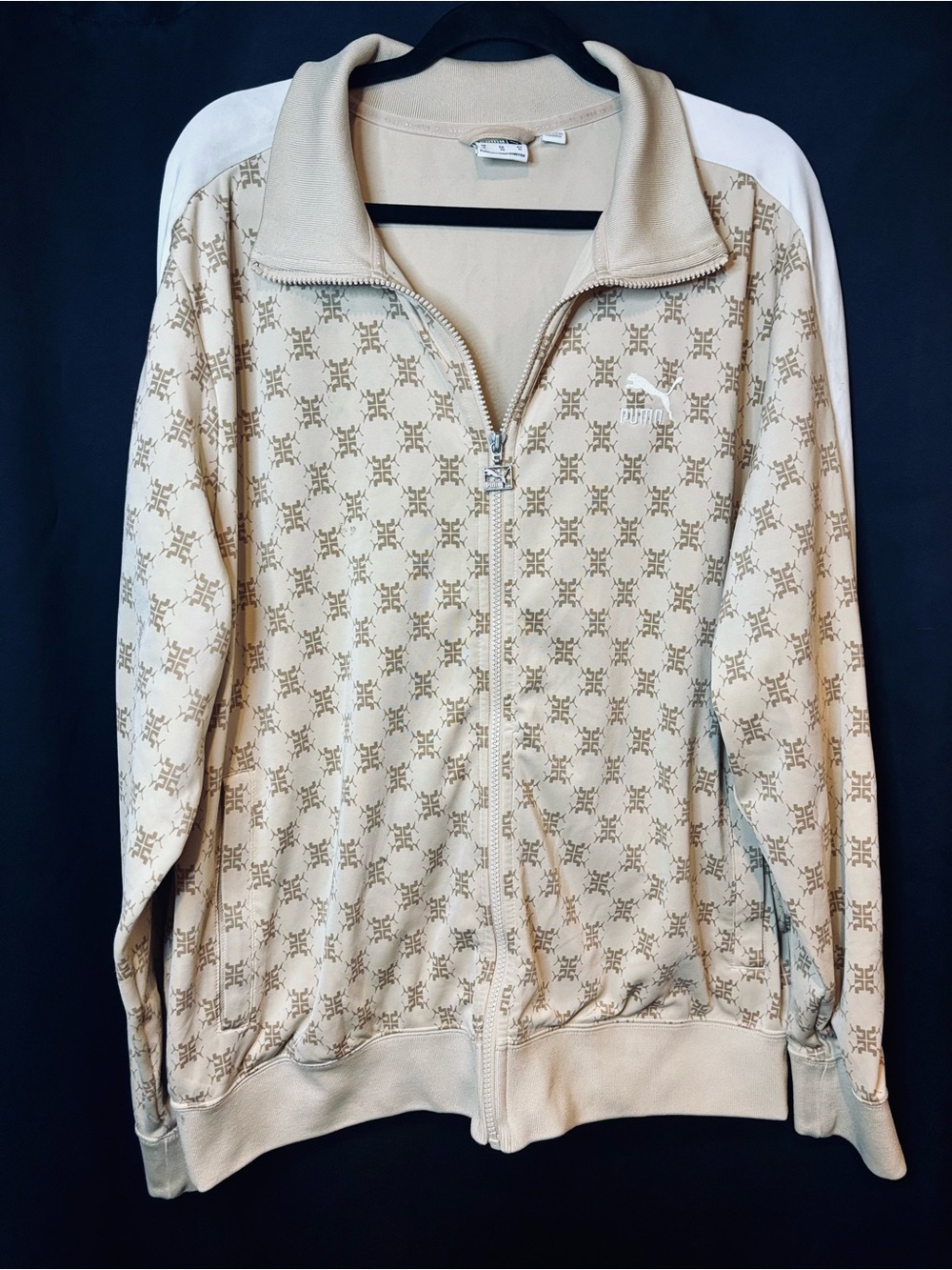 Puma Men’s Beige Track Jacket with Monogram Print